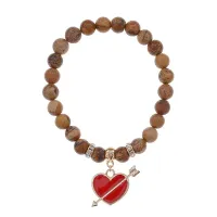 Браслет Сердце со стрелой (любовь) нат.кам. Песочная яшма 8мм BS-CR-1110