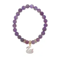 Браслет Лебедь (чистота, совершенство) нат.кам. Аметист 8мм BS-CR-1173