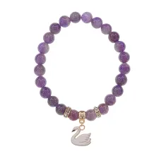 Браслет Лебедь (чистота, совершенство) нат.кам. Аметист 8мм BS-CR-1173