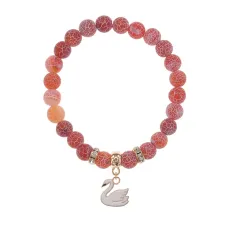 Браслет Лебедь (чистота, совершенство) нат.кам. Африканский агат 8мм BS-CR-1174