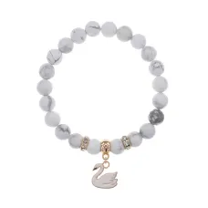 Браслет Лебедь (чистота, совершенство) нат.кам. Кахолонг 8мм BS-CR-1177