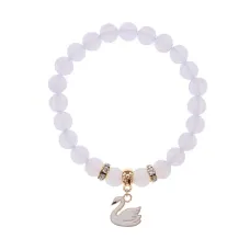 Браслет Лебедь (чистота, совершенство) синт.кам. Лунный камень 8мм BS-CR-1181