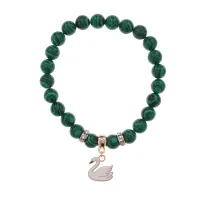 Браслет Лебедь (чистота, совершенство) синт.кам. Малахит 8мм BS-CR-1182