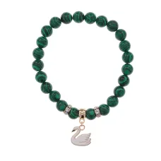 Браслет Лебедь (чистота, совершенство) синт.кам. Малахит 8мм BS-CR-1182