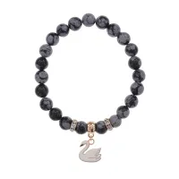 Браслет Лебедь (чистота, совершенство) нат.кам. Обсидиан 8мм BS-CR-1184