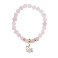 Браслет Лебедь (чистота, совершенство) нат.кам. Розовый кварц 8мм BS-CR-1185
