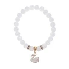 Браслет Лебедь (чистота, совершенство) синт.кам. Сахарный кварц 8мм BS-CR-1186