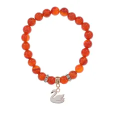 Браслет Лебедь (чистота, совершенство) нат.кам. Сердолик 8мм BS-CR-1187