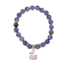 Браслет Лебедь (чистота, совершенство) нат.кам. Содалит 8мм BS-CR-1188