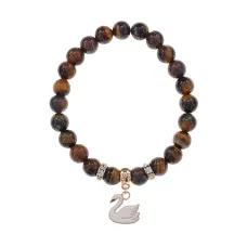 Браслет Лебедь (чистота, совершенство) нат.кам. Тигровый глаз 8мм BS-CR-1189