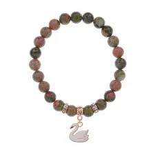 Браслет Лебедь (чистота, совершенство) нат.кам. Унакит 8мм BS-CR-1190