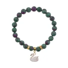 Браслет Лебедь (чистота, совершенство) синт.кам. Цоизит 8мм BS-CR-1192