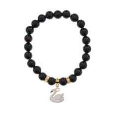 Браслет Лебедь (чистота, совершенство) нат.кам. Черный агат 8мм BS-CR-1193