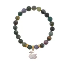 Браслет Лебедь (чистота, совершенство) нат.кам. Яшма 8мм BS-CR-1195