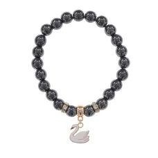 Браслет Лебедь (чистота, совершенство) синт.кам. Гематит (не магнит.) 8мм BS-CR-1198
