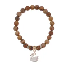 Браслет Лебедь (чистота, совершенство) нат.кам. Песочная яшма 8мм BS-CR-1200