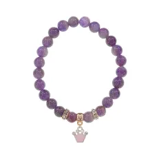 Браслет Корона (молодость и красота) нат.кам. Аметист 8мм BS-CR-1203
