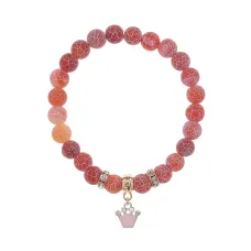 Браслет Корона (молодость и красота) нат.кам. Африканский агат 8мм BS-CR-1204