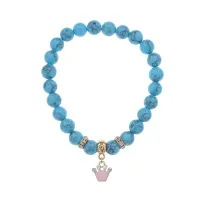 Браслет Корона (молодость и красота) синт.кам. Бирюза 8мм BS-CR-1205