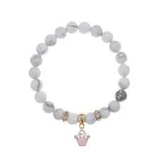 Браслет Корона (молодость и красота) нат.кам. Кахолонг 8мм BS-CR-1207