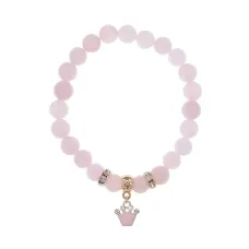 Браслет Корона (молодость и красота) нат.кам. Розовый кварц 8мм BS-CR-1215