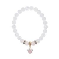 Браслет Корона (молодость и красота) синт.кам. Сахарный кварц 8мм BS-CR-1216