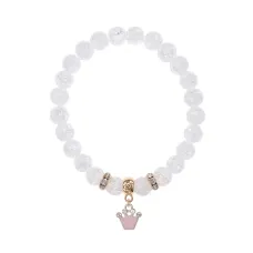 Браслет Корона (молодость и красота) синт.кам. Сахарный кварц 8мм BS-CR-1216