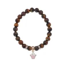 Браслет Корона (молодость и красота) нат.кам. Тигровый глаз 8мм BS-CR-1219