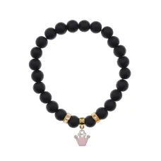Браслет Корона (молодость и красота) синт.кам. Шунгит 8мм BS-CR-1224