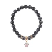 Браслет Корона (молодость и красота) синт.кам. Гематит (не магнит.) 8мм BS-CR-1228