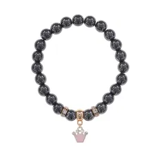 Браслет Корона (молодость и красота) синт.кам. Гематит (не магнит.) 8мм BS-CR-1228