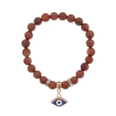 Браслет Глаз (от сглаза и порчи) синт.кам. Корич. авантюрин 8мм BS-CR-1231