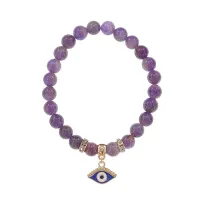 Браслет Глаз (от сглаза и порчи) нат.кам. Аметист 8мм BS-CR-1233