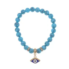 Браслет Глаз (от сглаза и порчи) синт.кам. Бирюза 8мм BS-CR-1235