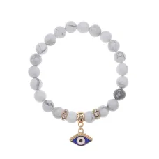 Браслет Глаз (от сглаза и порчи) нат.кам. Кахолонг 8мм BS-CR-1237