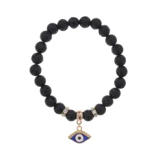 Браслет Глаз (от сглаза и порчи) нат.кам. Лава 8мм BS-CR-1239