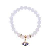 Браслет Глаз (от сглаза и порчи) синт.кам. Лунный камень 8мм BS-CR-1241