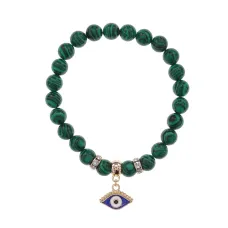 Браслет Глаз (от сглаза и порчи) синт.кам. Малахит 8мм BS-CR-1242