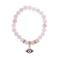 Браслет Глаз (от сглаза и порчи) нат.кам. Розовый кварц 8мм BS-CR-1245