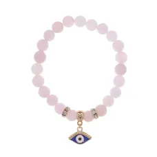 Браслет Глаз (от сглаза и порчи) нат.кам. Розовый кварц 8мм BS-CR-1245