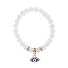 Браслет Глаз (от сглаза и порчи) синт.кам. Сахарный кварц 8мм BS-CR-1246