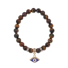 Браслет Глаз (от сглаза и порчи) нат.кам. Тигровый глаз 8мм BS-CR-1249