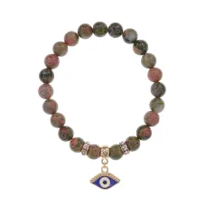 Браслет Глаз (от сглаза и порчи) нат.кам. Унакит 8мм BS-CR-1250