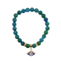Браслет Глаз (от сглаза и порчи) синт.кам. Хризоколла 8мм BS-CR-1251