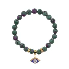 Браслет Глаз (от сглаза и порчи) синт.кам. Цоизит 8мм BS-CR-1252
