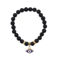 Браслет Глаз (от сглаза и порчи) синт.кам. Шунгит 8мм BS-CR-1254