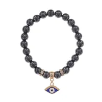 Браслет Глаз (от сглаза и порчи) синт.кам. Гематит (не магнит.) 8мм BS-CR-1258