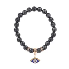 Браслет Глаз (от сглаза и порчи) синт.кам. Гематит (не магнит.) 8мм BS-CR-1258