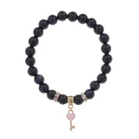 Браслет Ключ Сердце (счастье, любовь) синт.кам. Синий авантюрин 8мм BS-CR-1262