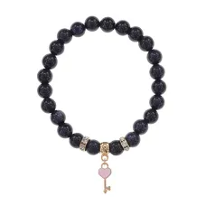 Браслет Ключ Сердце (счастье, любовь) синт.кам. Синий авантюрин 8мм BS-CR-1262
